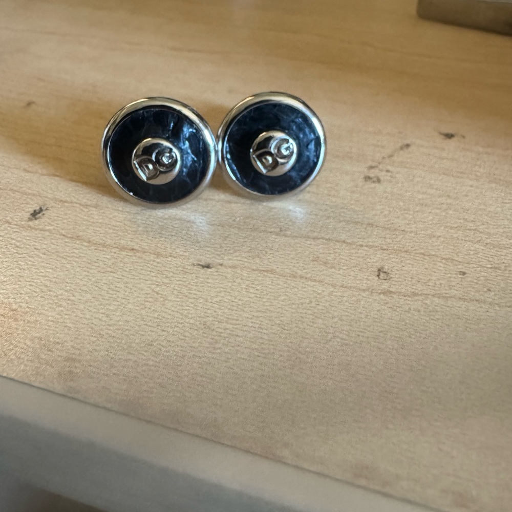 Dolce & Gabbana Black and Silver Leather Cufflinks